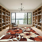 Terracotta Tropical Hibiscus Botanical Arrangement Rug