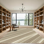 Neutral Beige Diagonal Linear Stripe Rug
