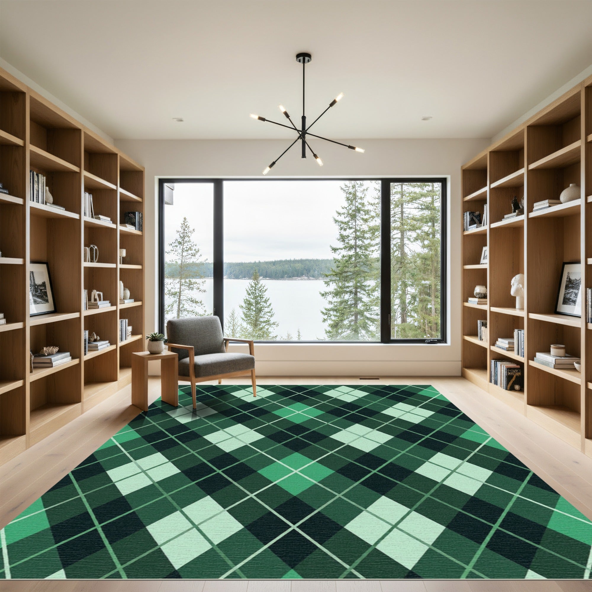 Emerald Green Diamond Lattice Rug