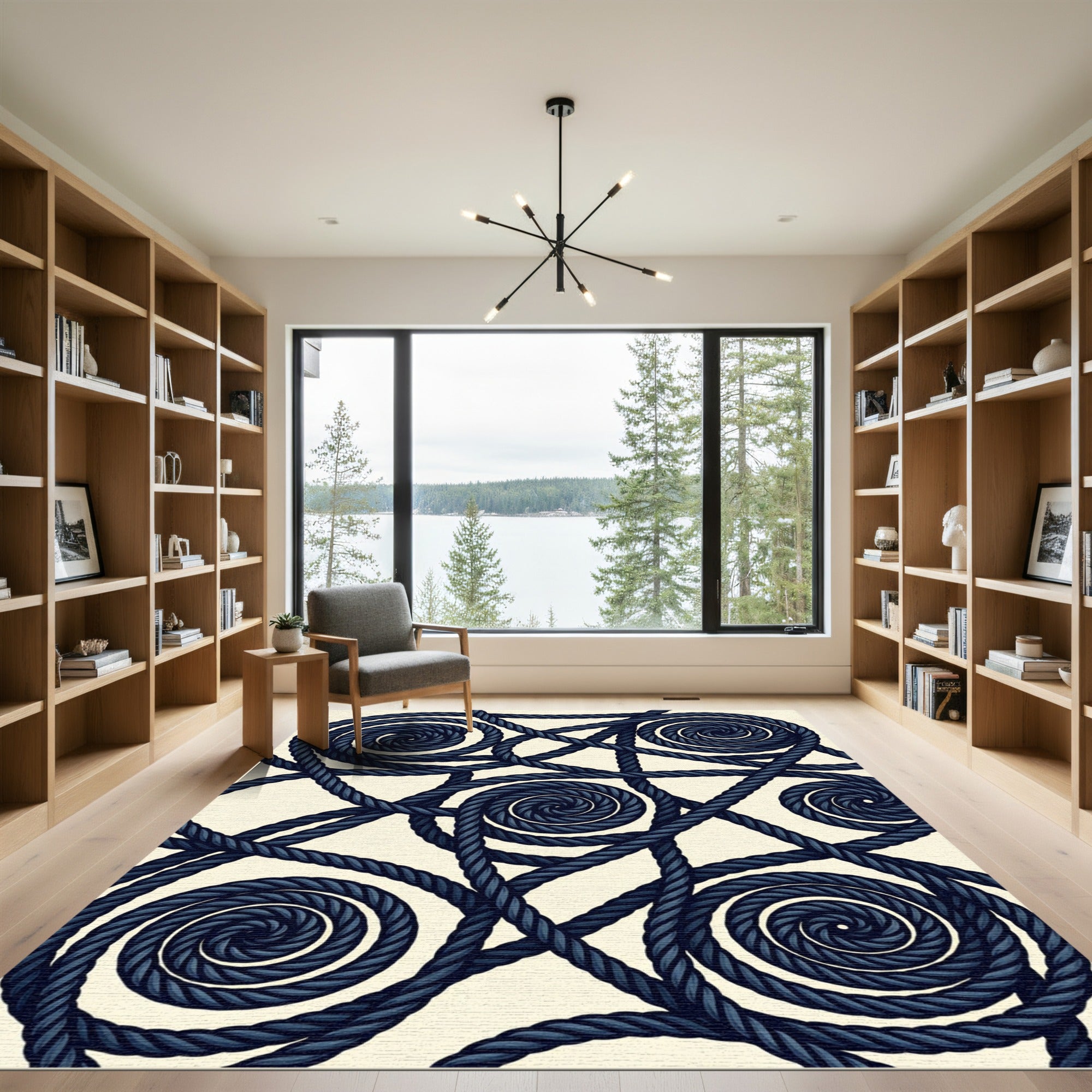 Navy Swirl Rope Intertwine Rug