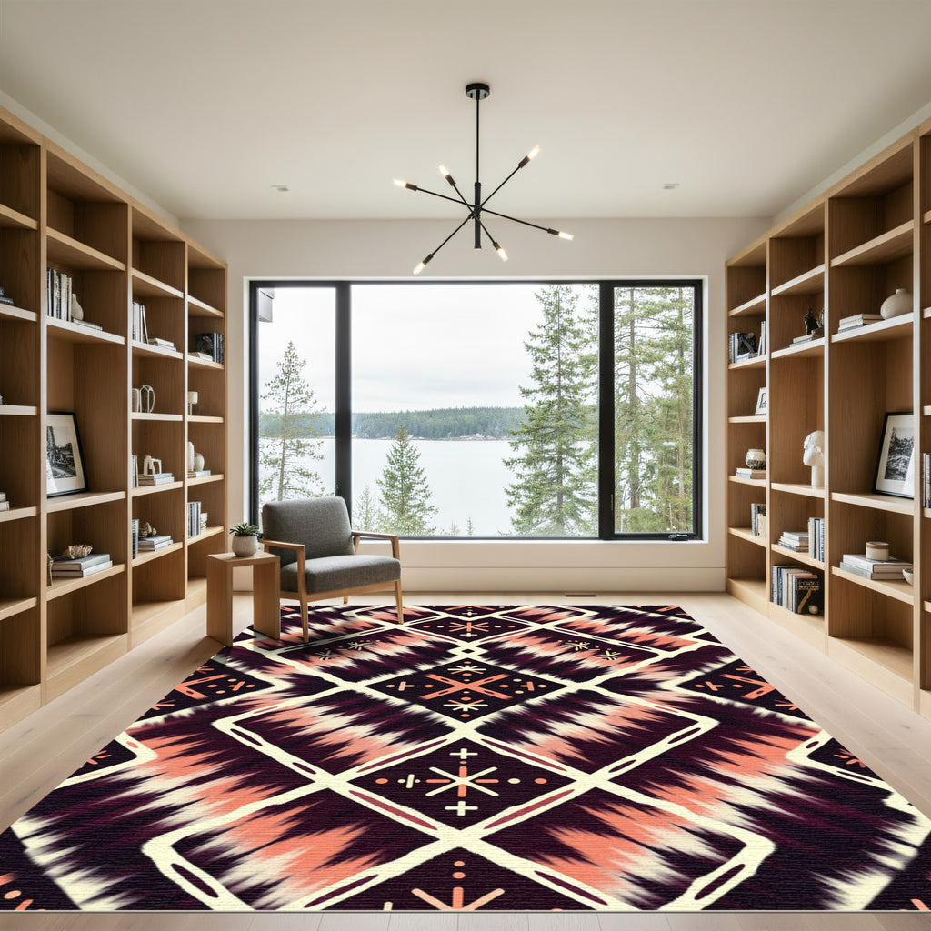 Cream Coral Jagged Diamond Rug