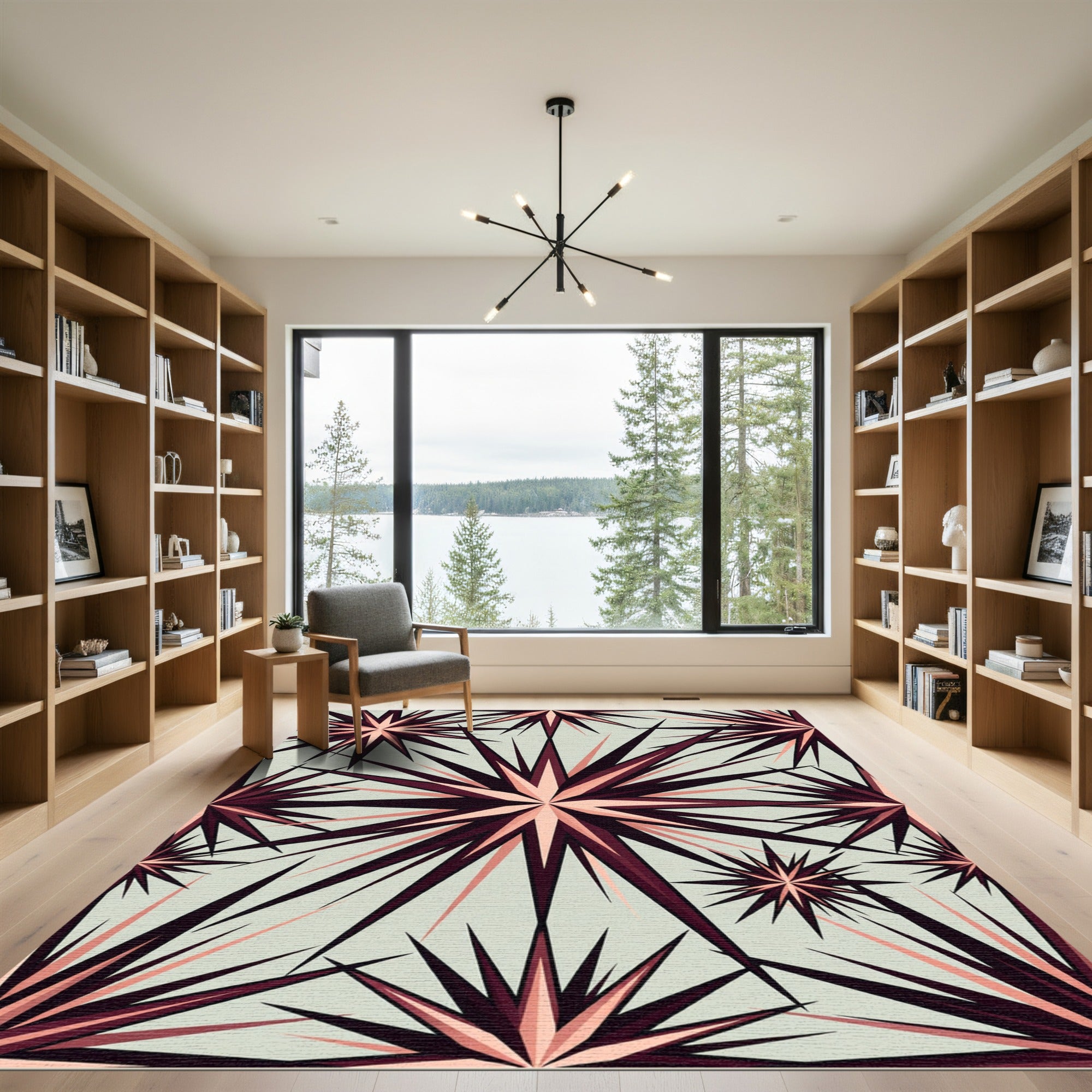 Crimson Pink Starburst Radiant Rug
