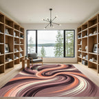 Modern Abstract Swirl Earth Tone Rug