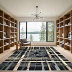 Shattered Grid Geometric Monochrome Rug
