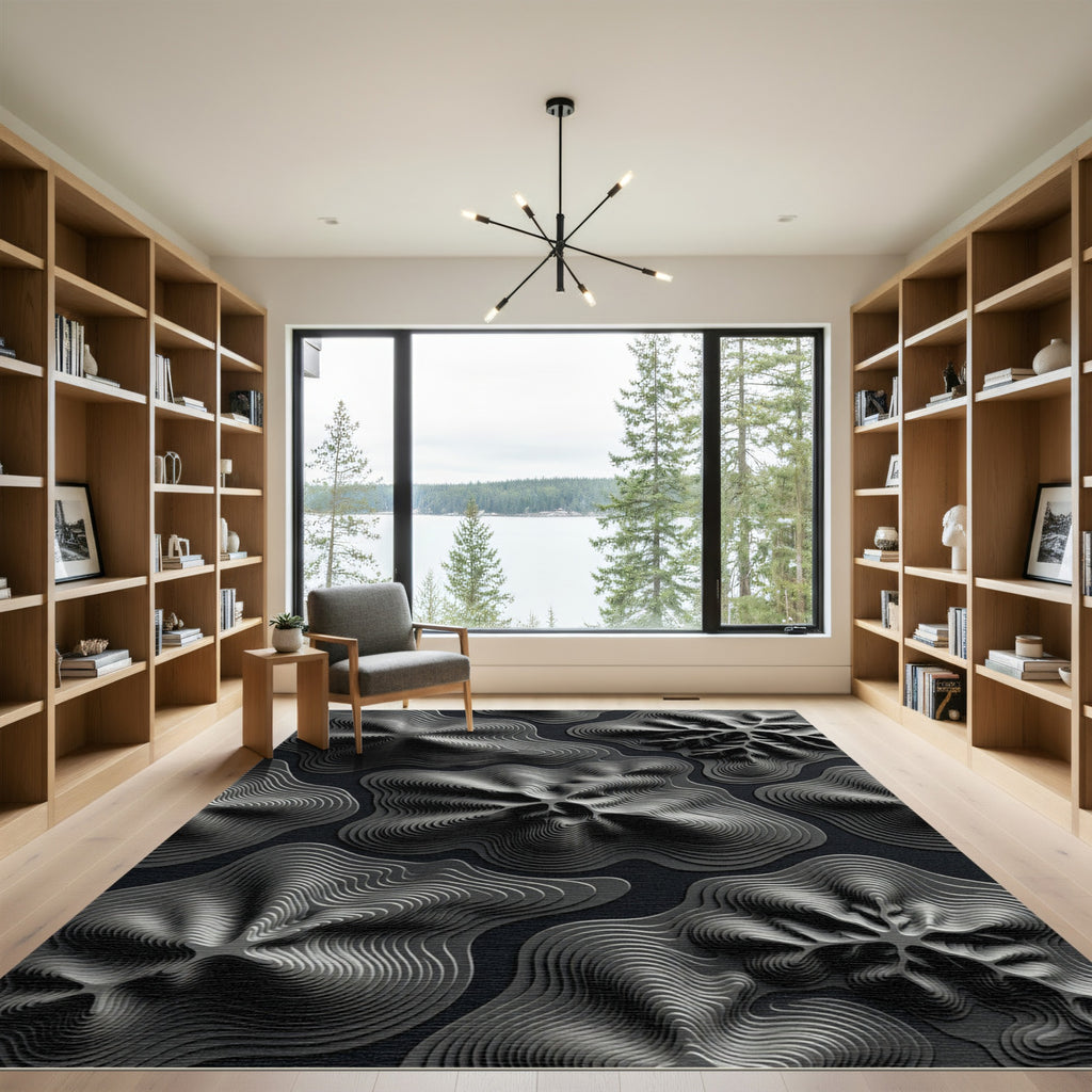 Monochromatic Abstract Contour Layers Rug