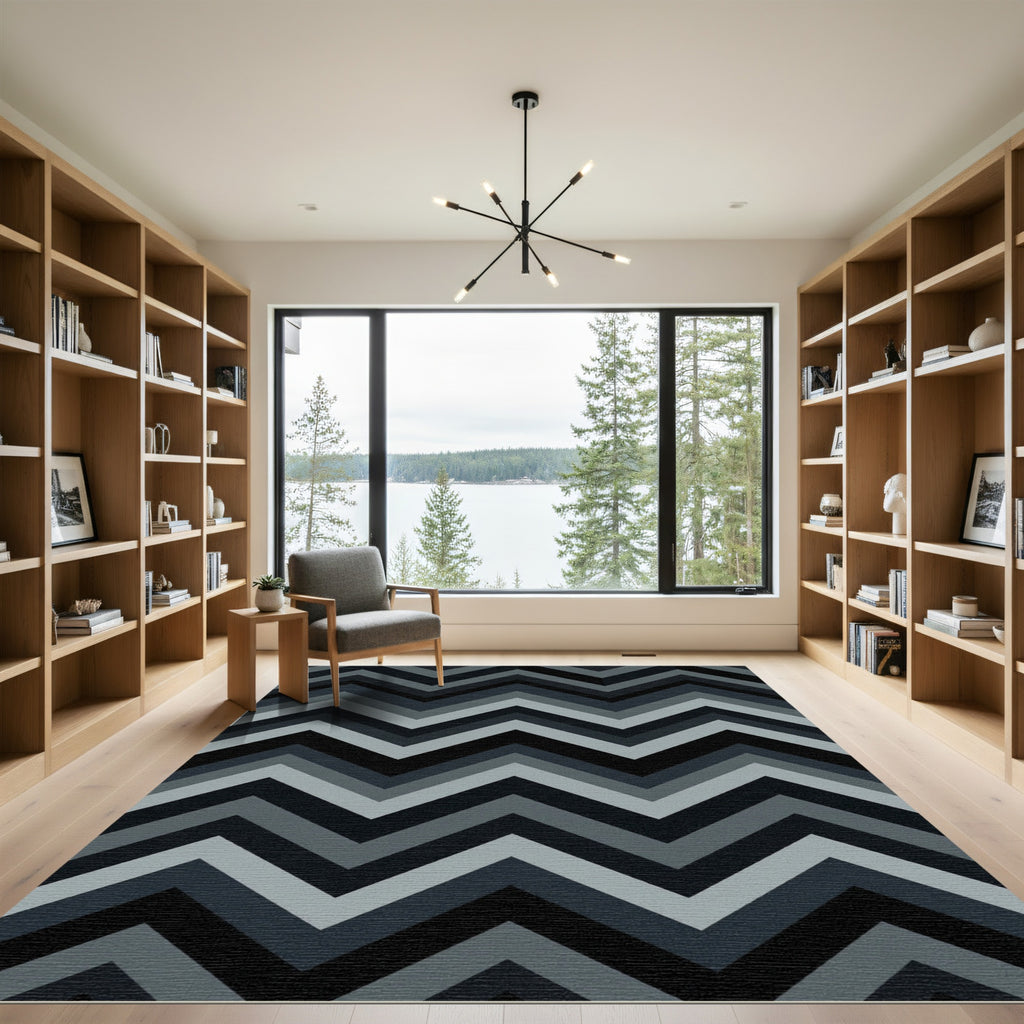 Modern Gray Chevron Zigzag Rug