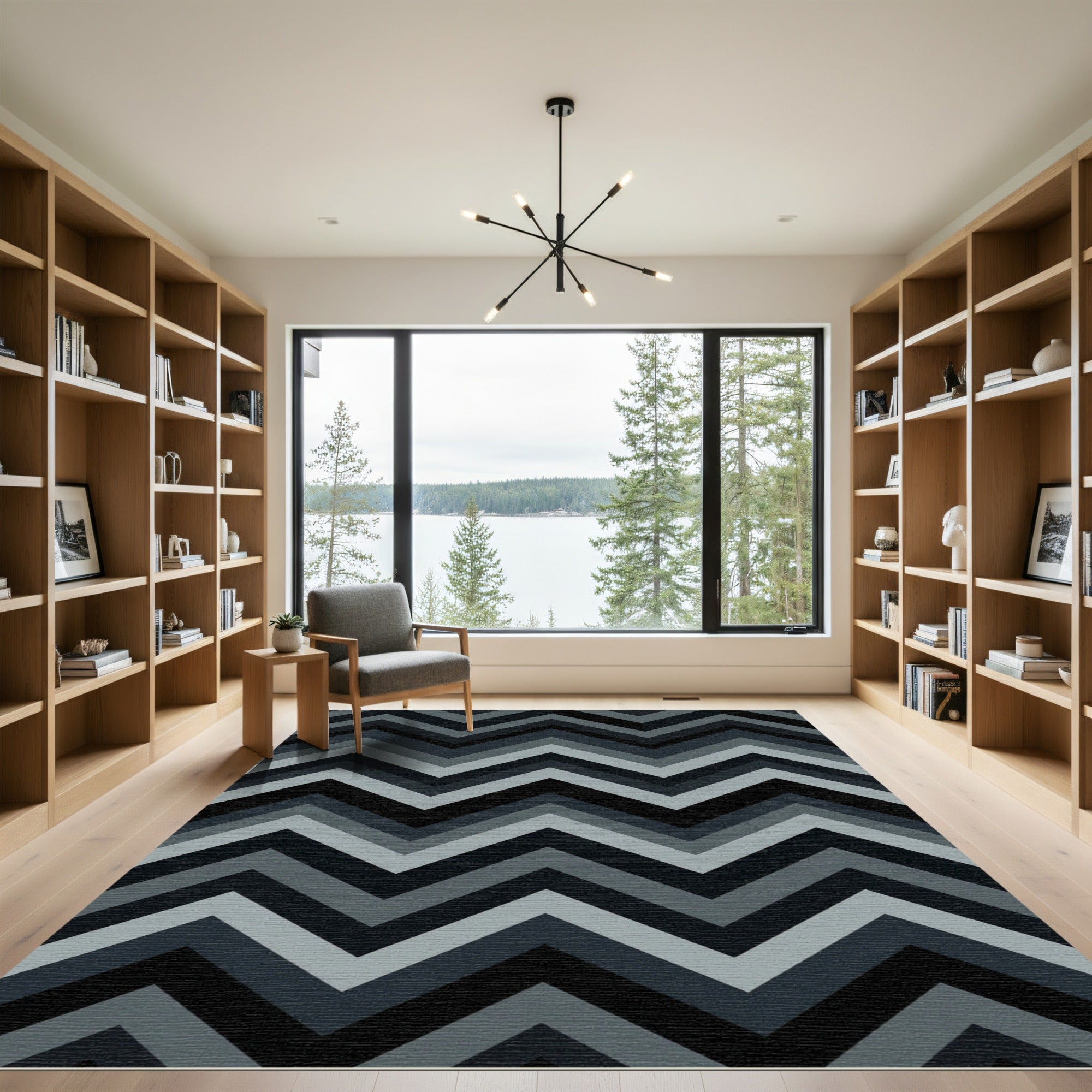 Modern Gray Chevron Zigzag Rug