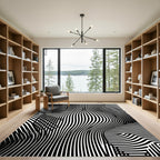 Monochrome Optical Linear Wavy Abstract Rug