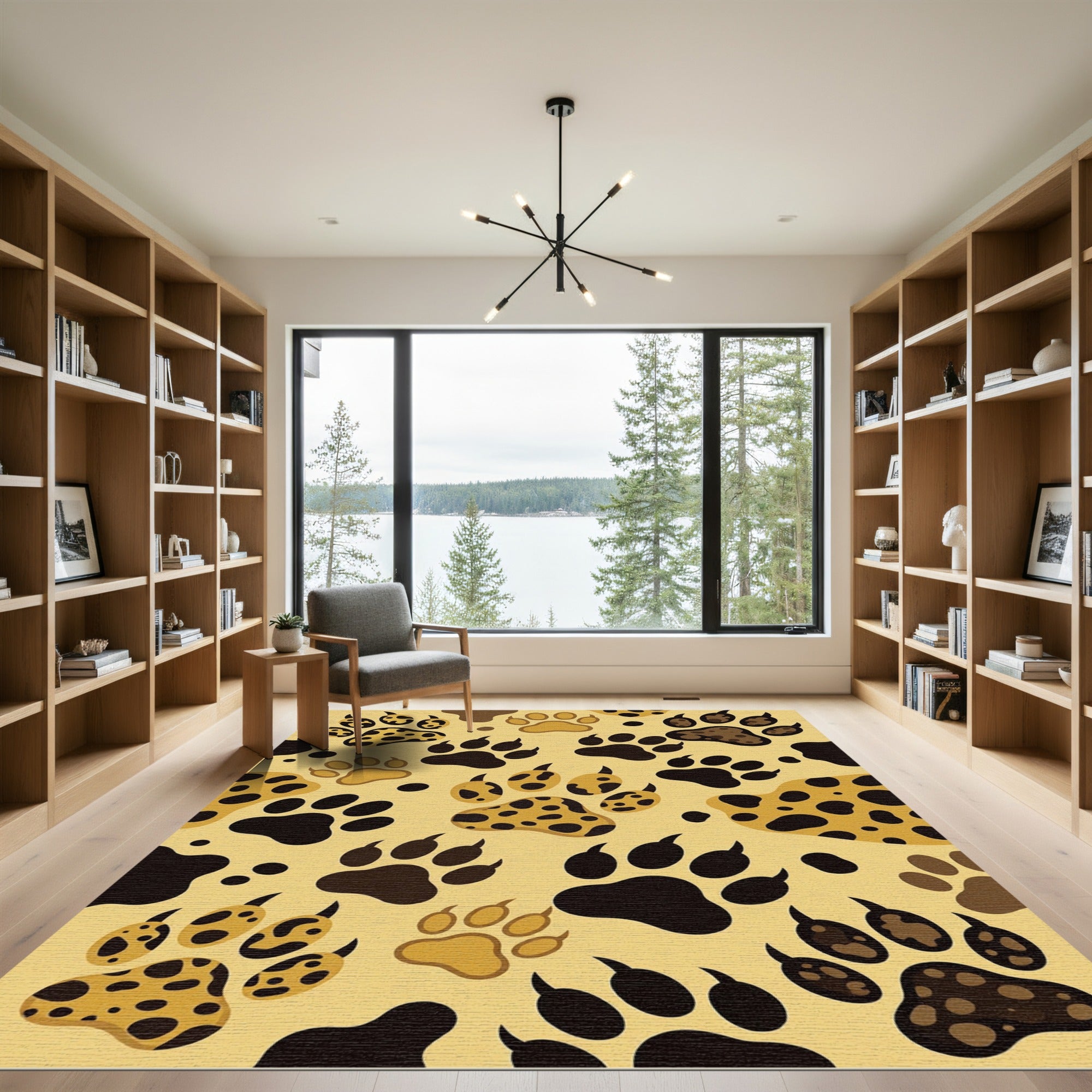 Wild Leopard Print Animal Footprints Rug