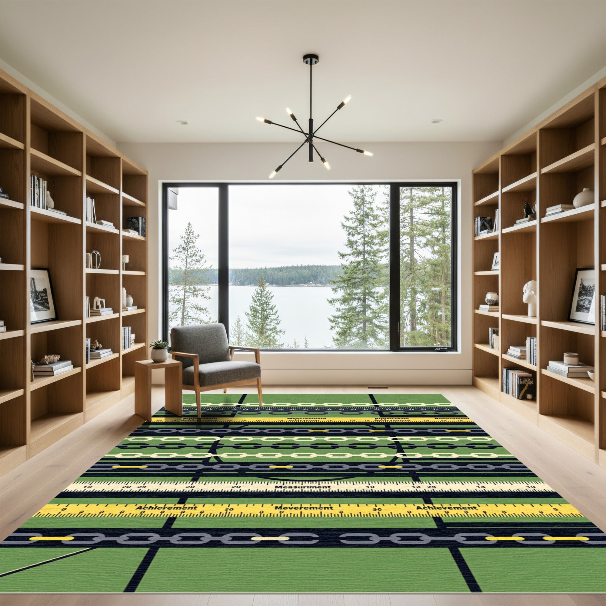 Graphic Sage Green Chain Link Rug