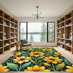 Radiant Golden Sunflower Botanical Tapestry Rug