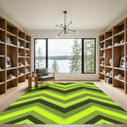 Vibrant Lime Chevron Layered Stripe Rug