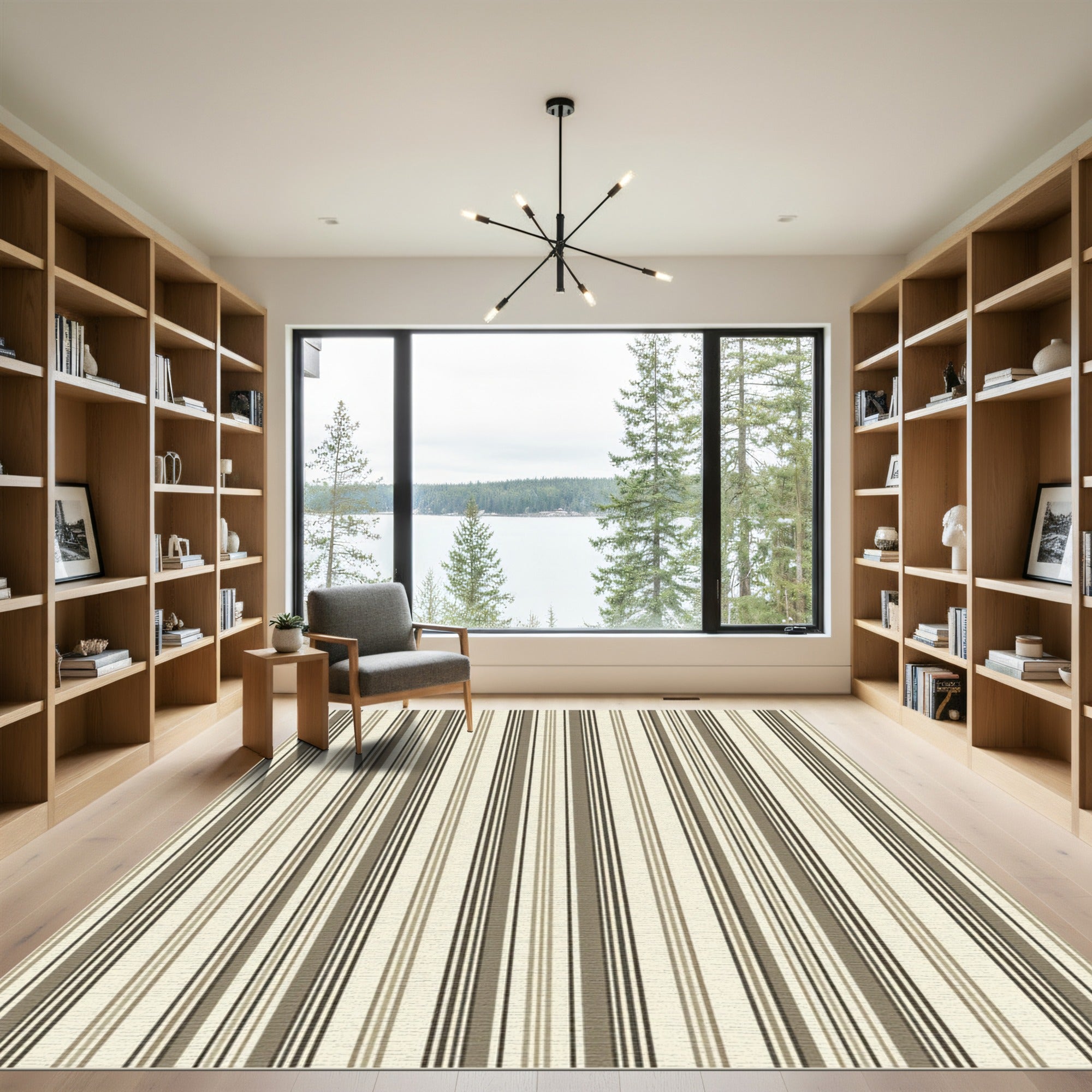 Earthy Brown and Neutral Classic Stripe Rug