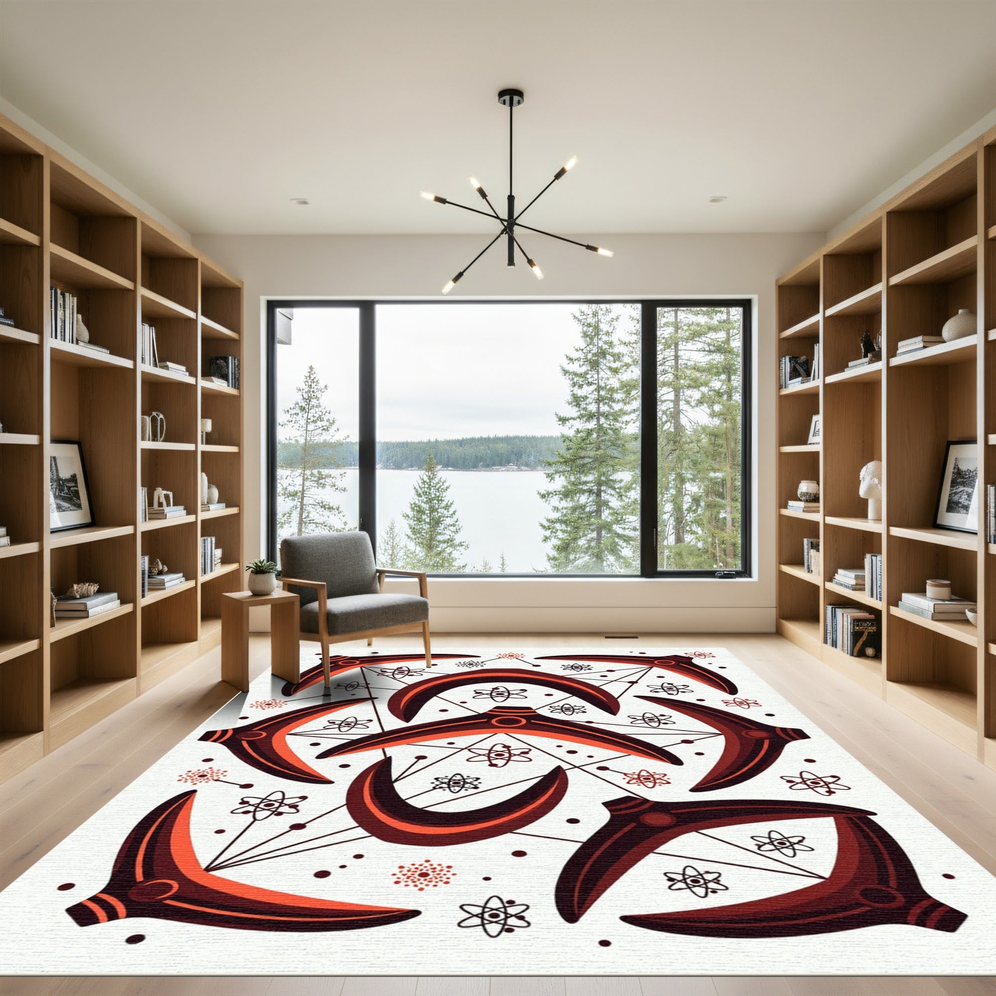Retro Atomic Boomerang Orbit Rug
