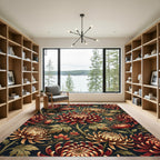 Crimson Gold Chrysanthemum Botanical Garden Rug