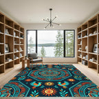 Aztec Sun and Bird Geometric Tapestry Rug