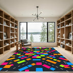 Vibrant Neon Geometric Abstract Block Rug