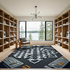 Geometric Houndstooth Metallic Chrome Rug