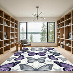 Elegant Lavender and Slate Butterfly Field Rug