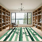 Shades of Green Bamboo Stalks Rug