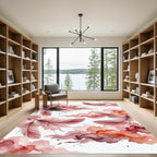 Ethereal Crimson Feather Watercolor Clouds Rug