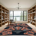 Coral Black Heart Fan Arrangement Rug