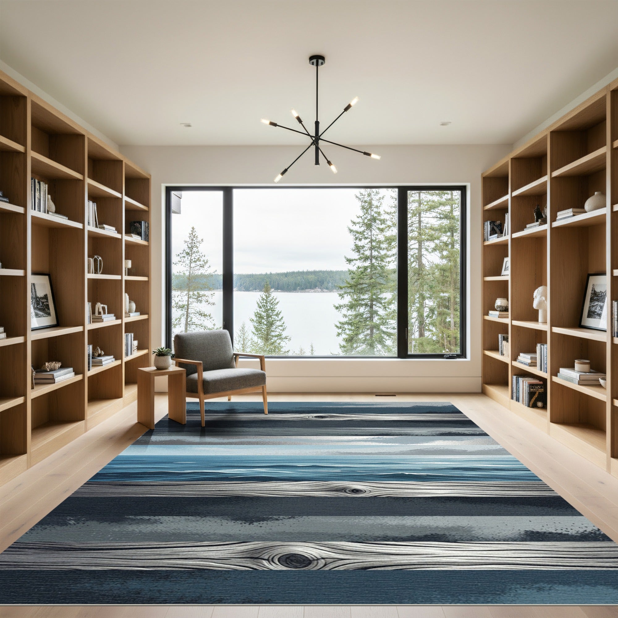 Coastal Navy Sea Ocean Timber Planks Rug