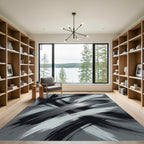 Monochromatic Abstract Brushstroke Interplay Rug