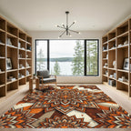 Ornate Burnt Orange Sunburst Mandala Rug