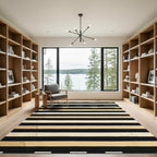 Modern Black Beige Striped Rug