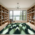 Shades of Green Forest Trees Gradient Rug