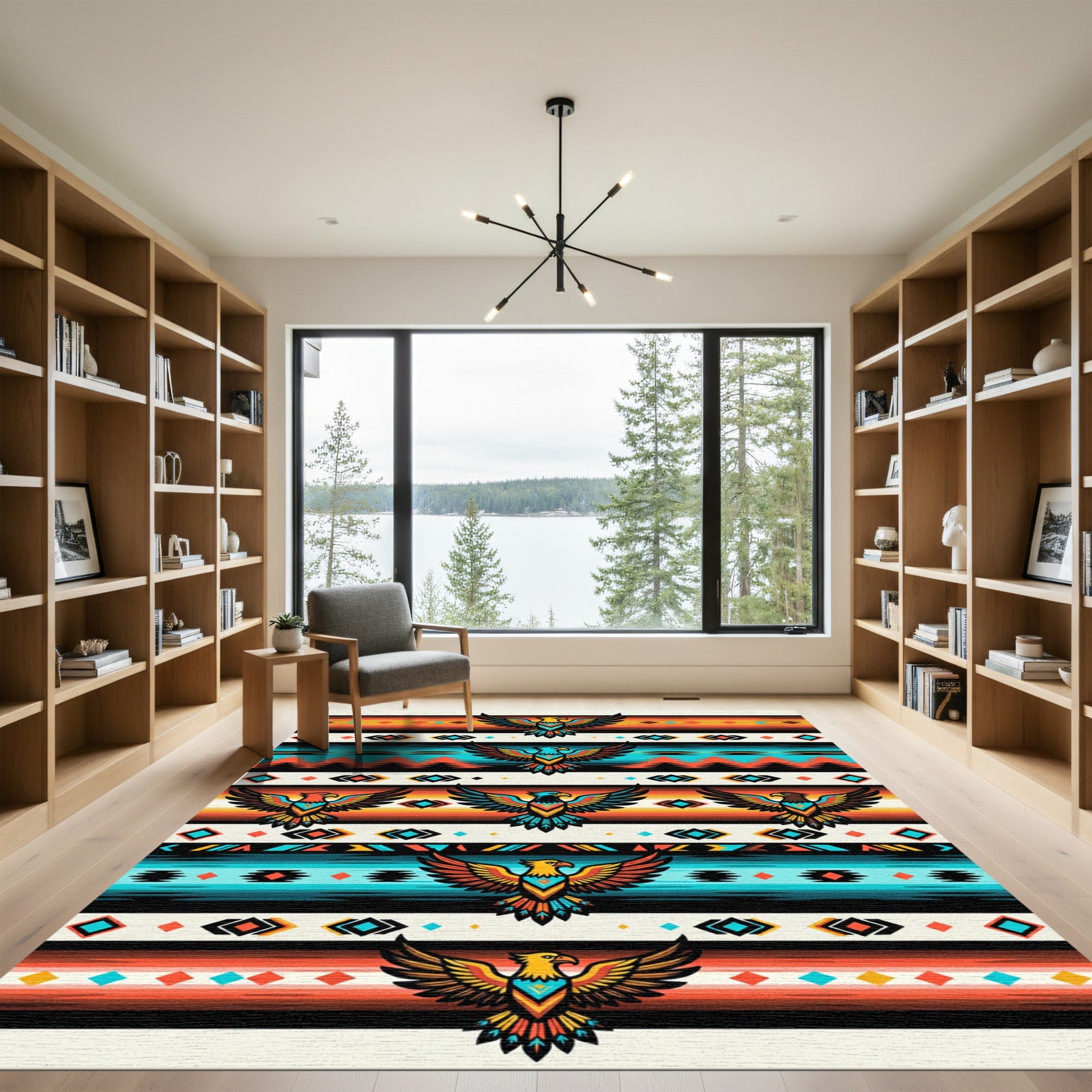 Bold Eagle Tribal Stripe Rug