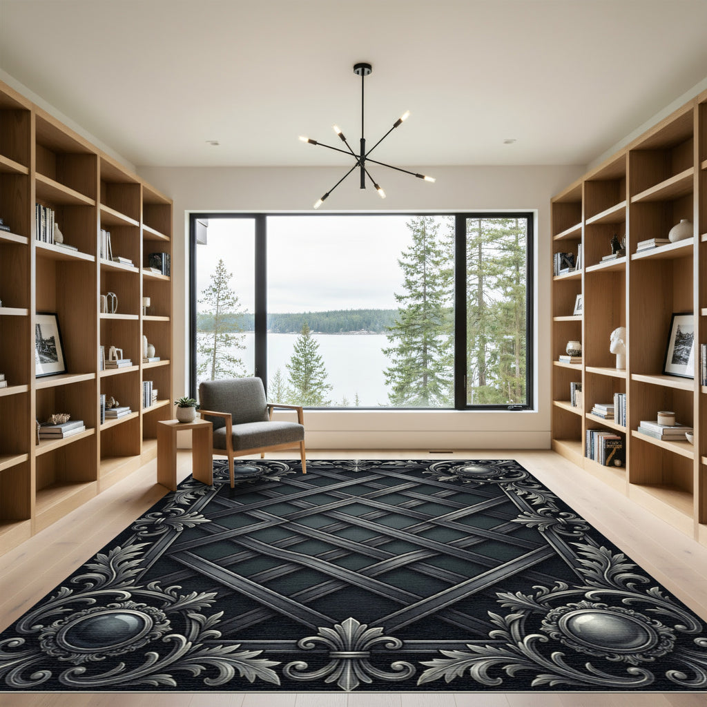 Ornate Gray Cast Iron Lattice Rug