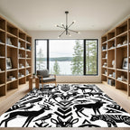 Black and White African Wildlife Art Rug