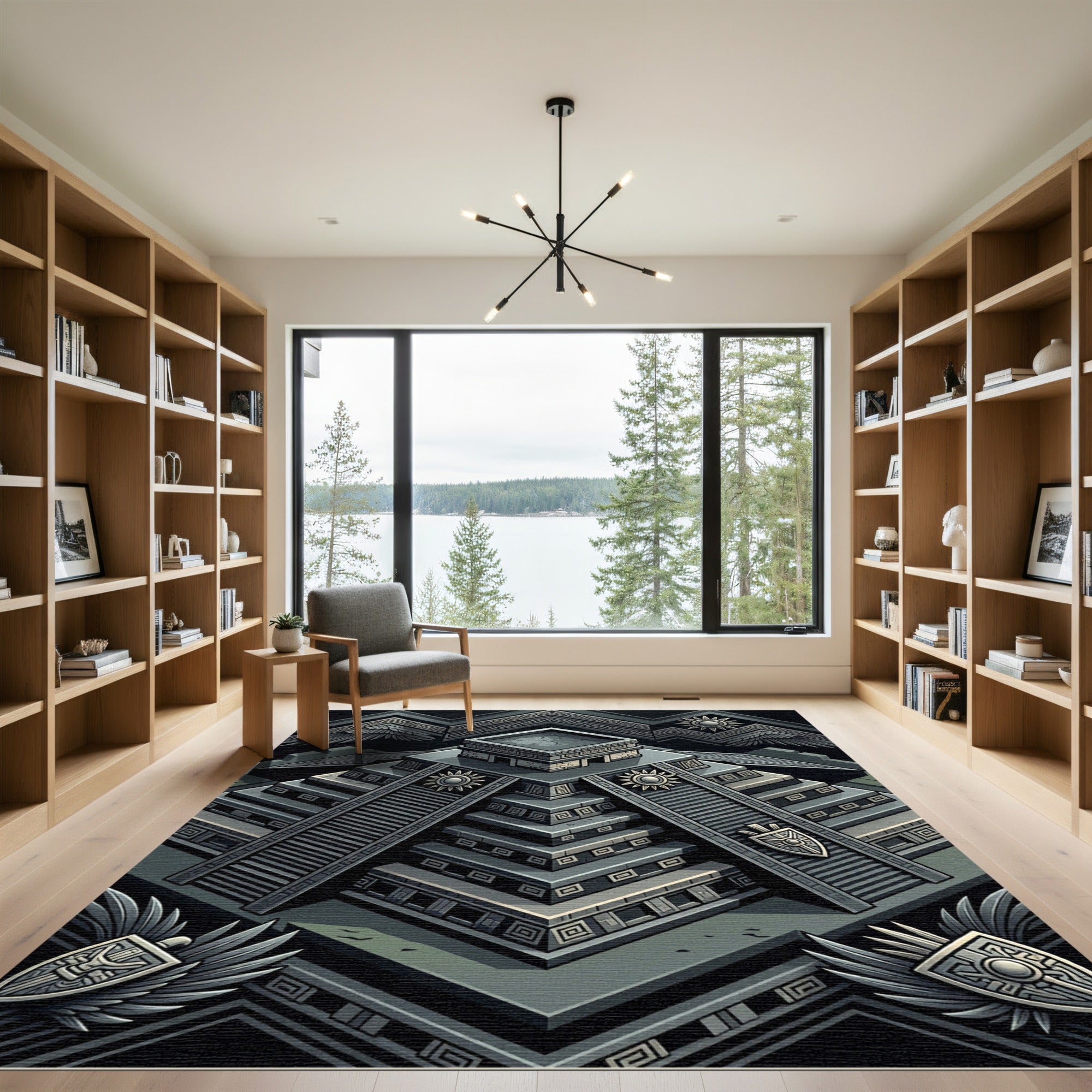 Ancient Stone Pyramid Wings Shield Rug