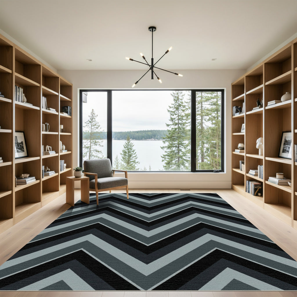 Minimalist Gray Chevron Zigzag Rug