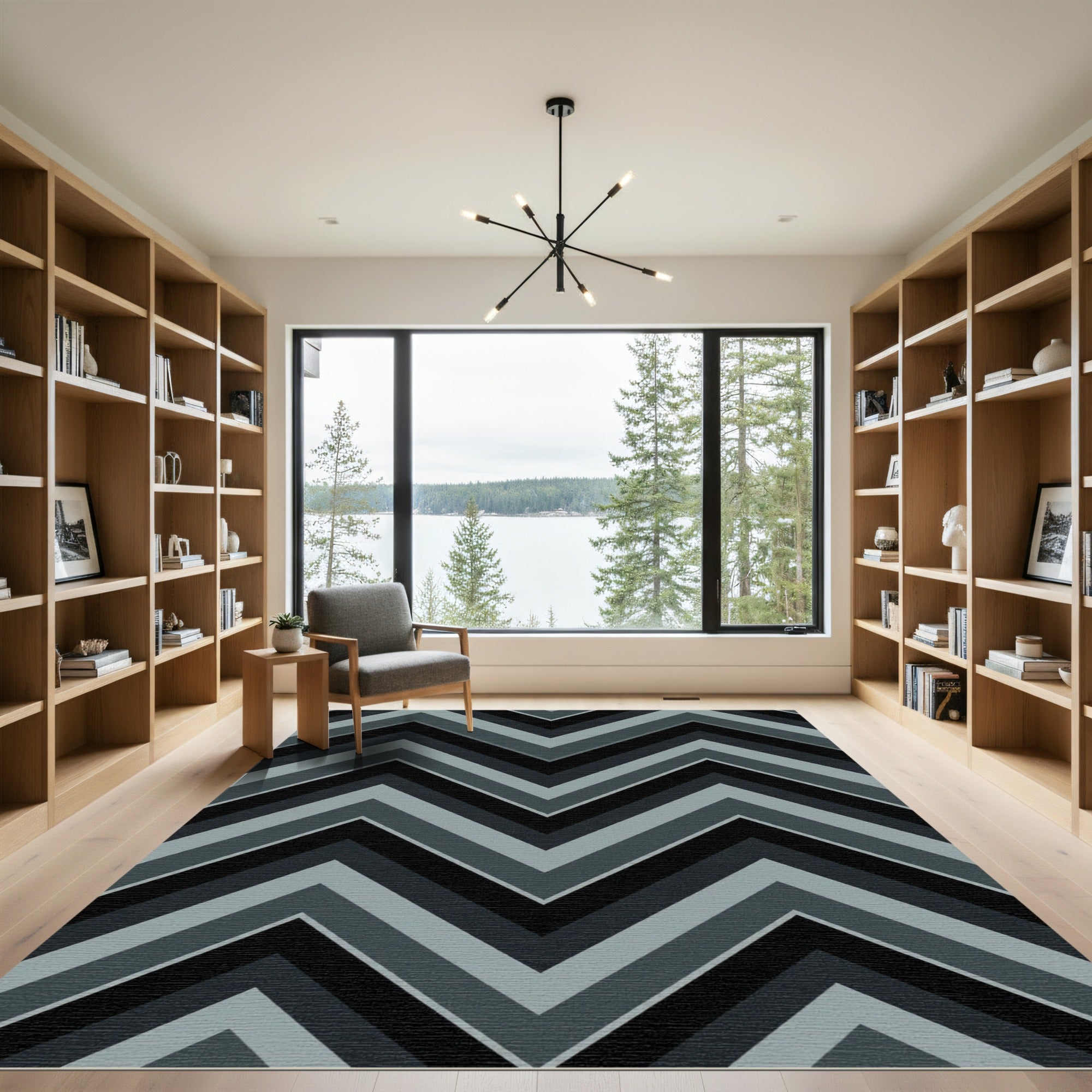 Minimalist Gray Chevron Zigzag Rug