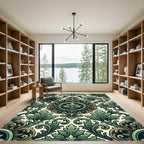Emerald Baroque Acanthus Leaf Medallion Rug