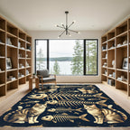 Gothic Tabby Cat Fish Skeleton Dark Rug