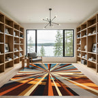 Geometric Sunburst Horizon Lines Rug