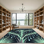 Mint Green Raindrop Botanical Foliage Rug