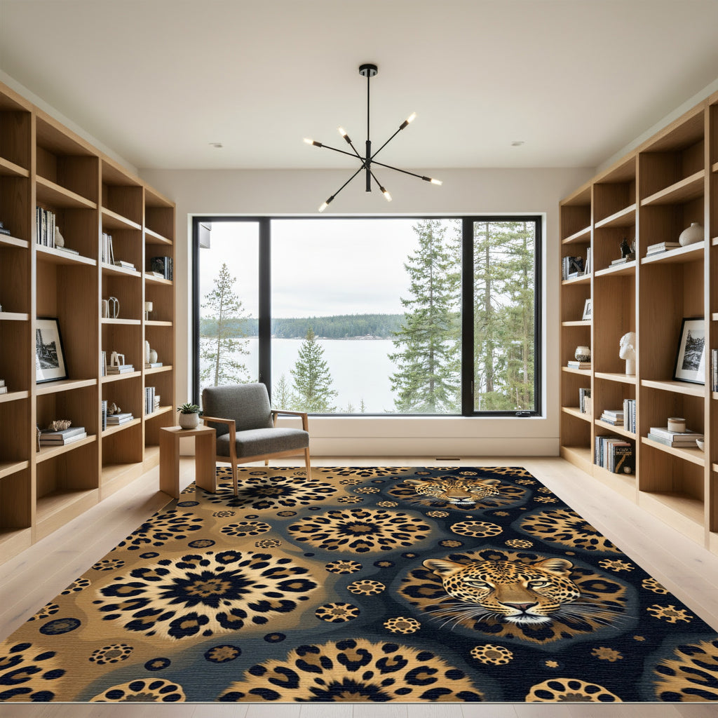 Golden Leopard Medallion Sun Rug
