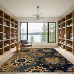 Golden Leopard Medallion Sun Rug