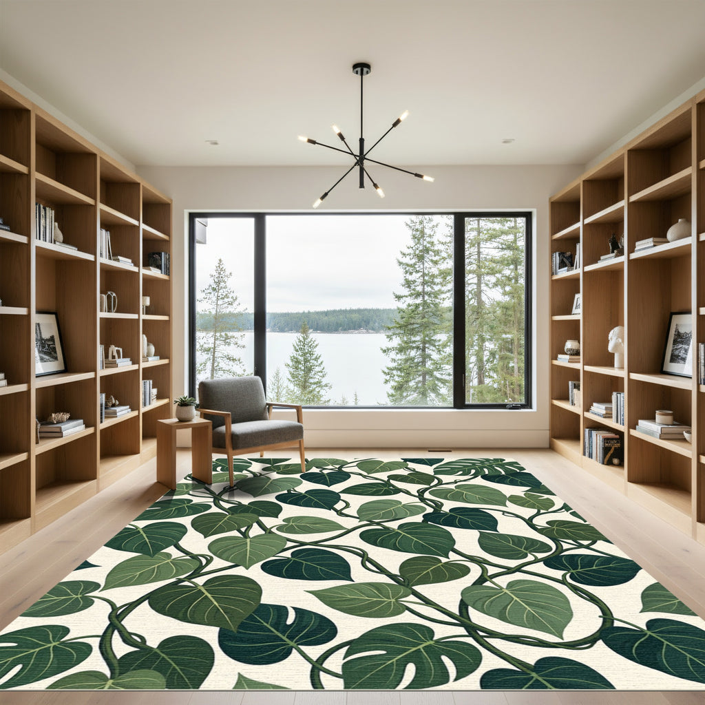 Emerald Heart Leaf Vine Rug