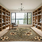 Floral Swirl Art Nouveau Lily Design Rug
