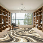 Earthy Toned Swirling Abstract Rug