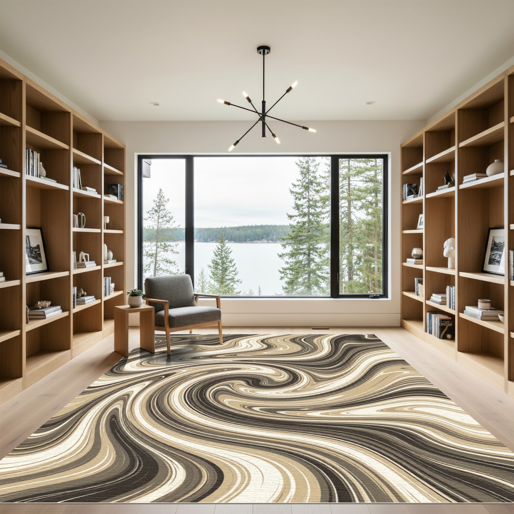 Earthy Toned Swirling Abstract Rug