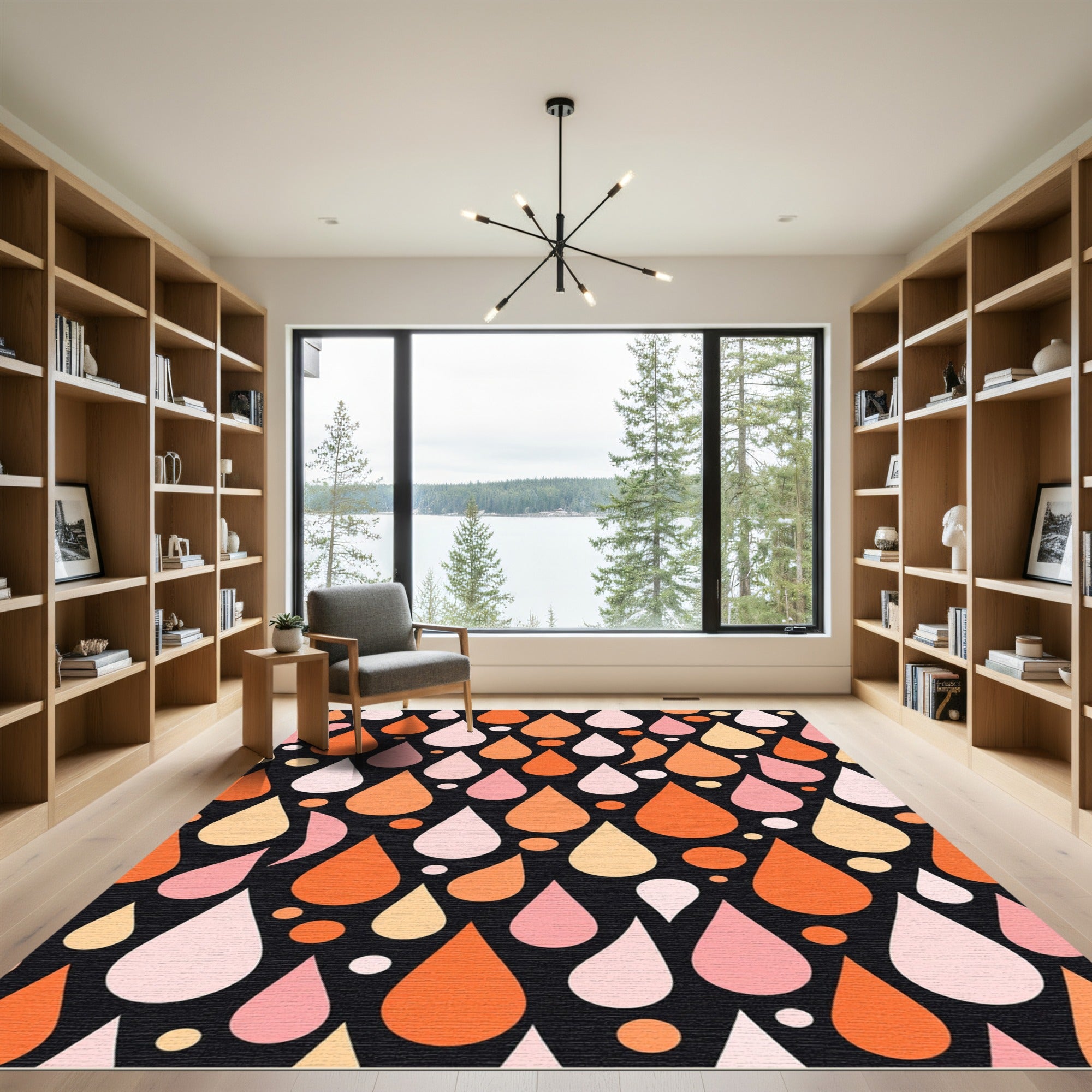 Orange Pink Teardrop Speckle Pattern Rug