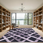 Modern Lavender Geometric Interlocking Grid Rug