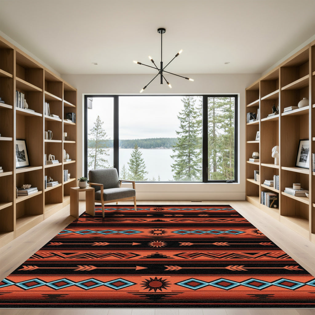 Earthy Sunset Southwest Geometric Arrow Rug